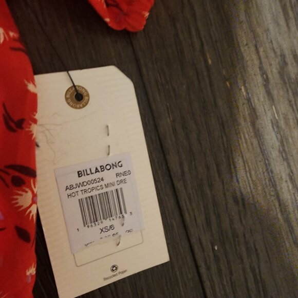 Billabong Hot Tropics Mini Wrap Dress NWT Red Floral XS - Picture 8 of 10